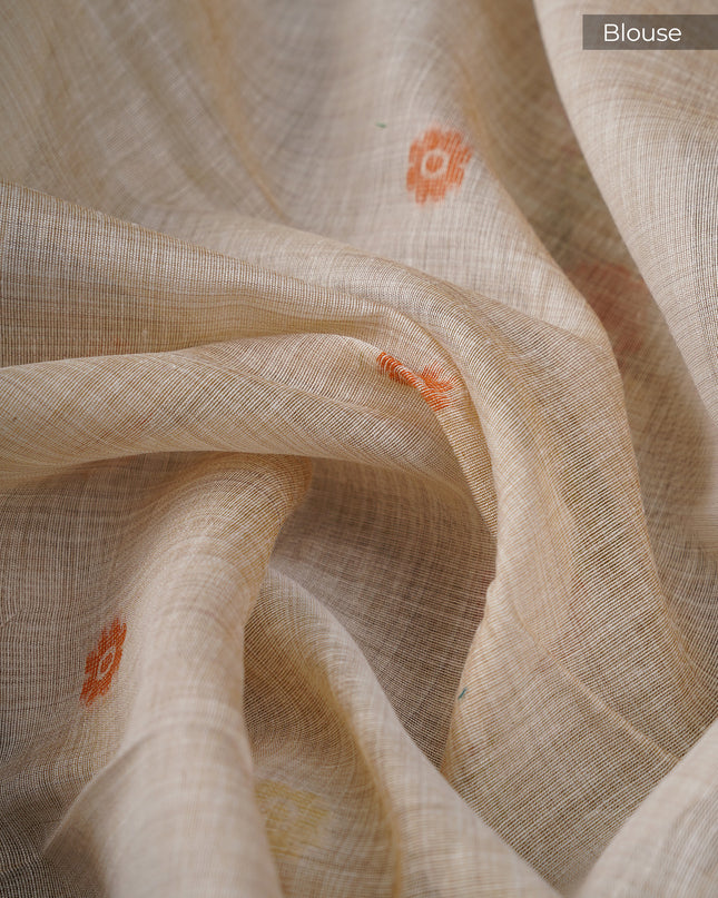 Kanchi Cotton Jamdani Weaving - Cream & Maroon