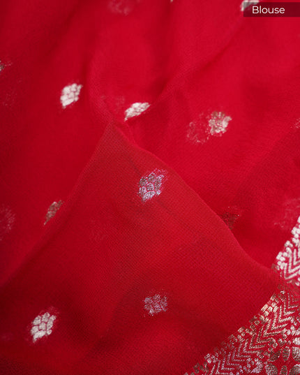 Kadi Georgette Saree With Meenakari Butties - Red