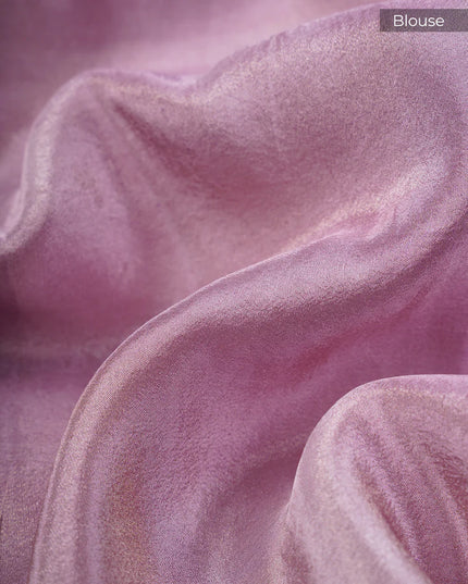 Tissue Banaras Silk Allover Self Weaving With Light Gold Zari Border - Lavender