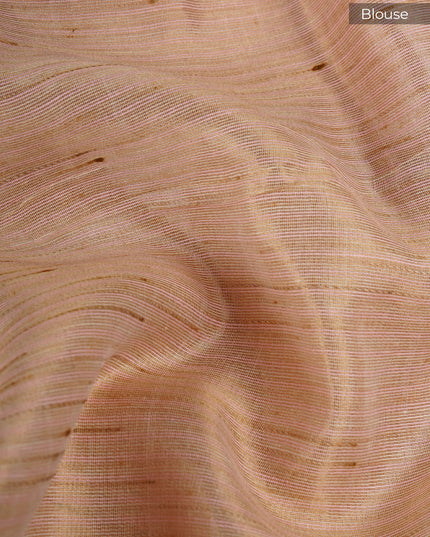 Tissue Linen Saree With  Floral Embroidery & Sequins Work - Light Pink