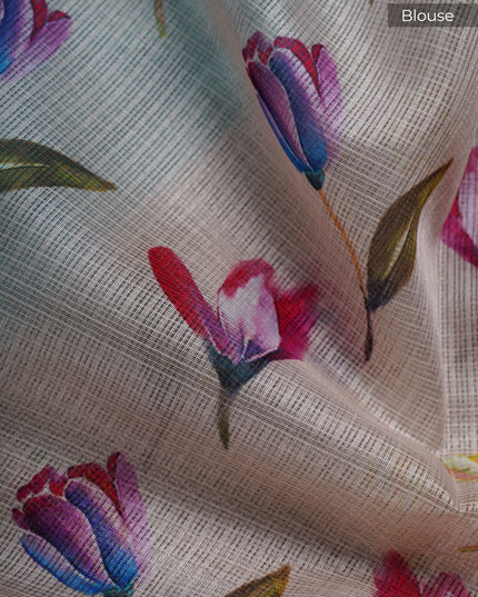 Kota Silk Saree With Thread Work Butties Floral Border - SKY BLUE