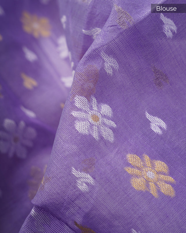 Lotus Cotton Ikkat Design Golden Buttis - Lavender