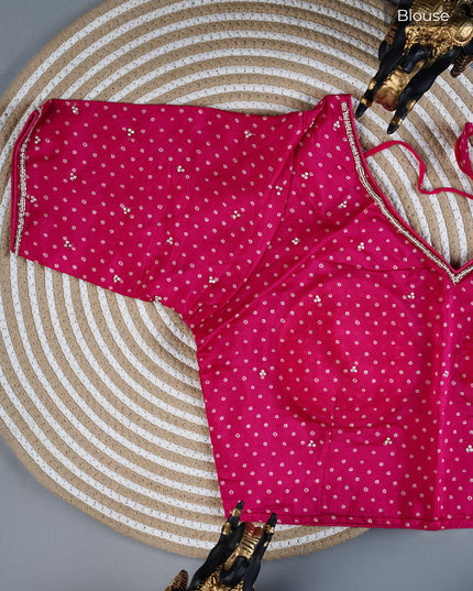 Russian crape saree with floral print and lace border  - Half White