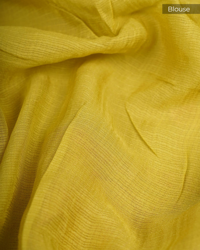 Silk Kota Allover Golden Zari Buttis - Yellow