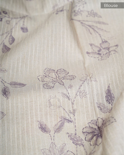 Tusser Silk Saree With Digital Floral Print - Mint Blue