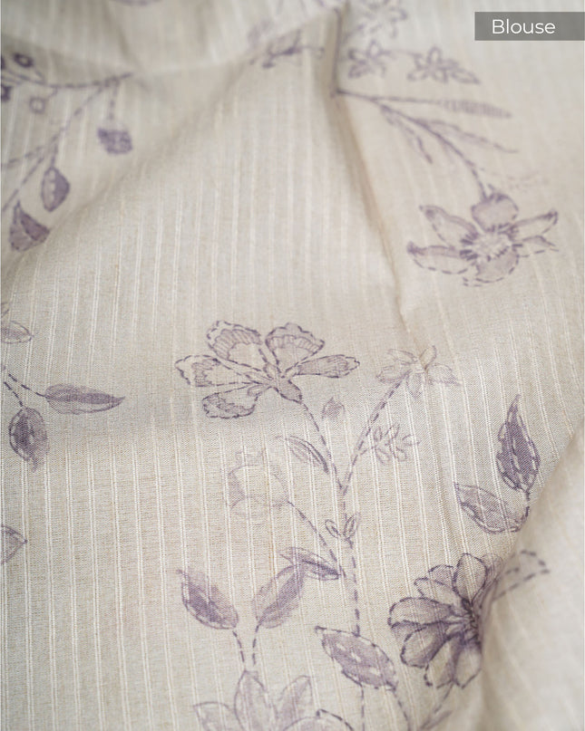 Tusser Silk Saree With Digital Floral Print - Mint Blue