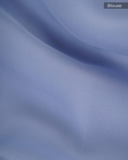 Soft Tissue Organza Silk with Kantha Work Lace Border - Sky Blue