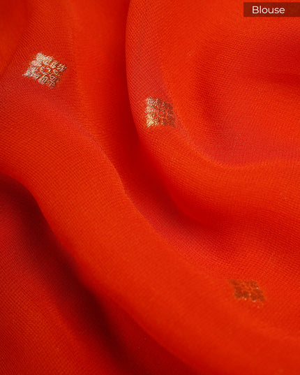 Kadi Georgette With Golden Butties Meenakari Border - Orange