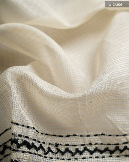 Kota Silk Saree with Kantha Work - Beige