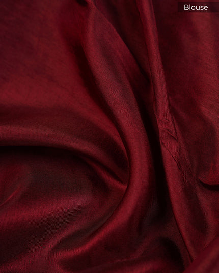 Ikat Silk Saree Kaddi Border- Maroon