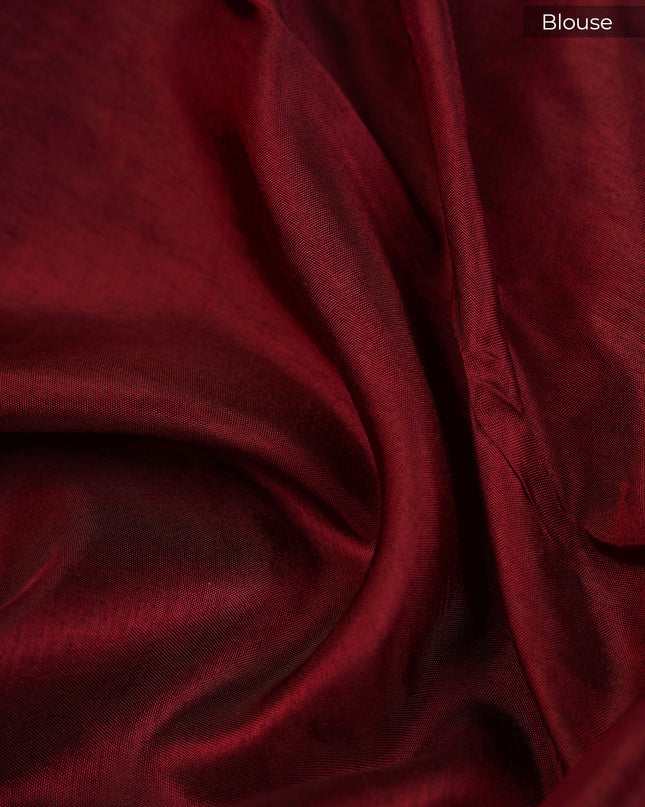 Ikat Silk Saree Kaddi Border- Maroon