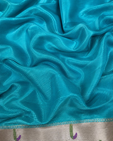 Kota Silk Saree with Kalamkari Dori Work and Muniya Border  - Rama Green