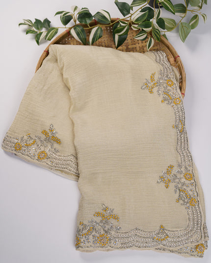 Crus Chiffon Designer Saree with Hand work