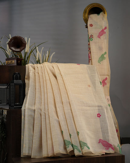 Kanchi Cotton Jamdani Weaving  - Beige