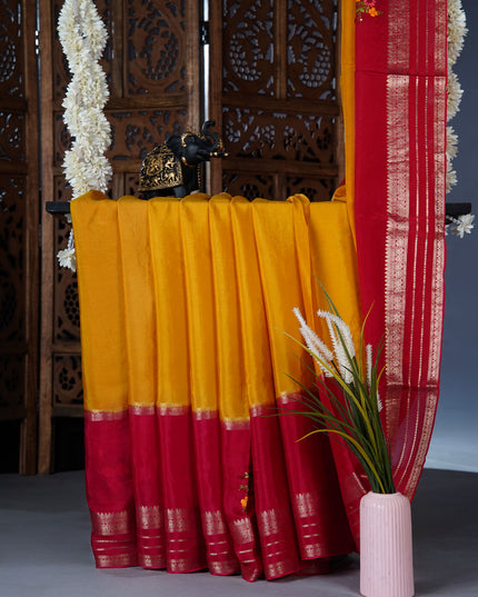 Chinnon Crape Saree French Knot Work Design and Golden Zari Gap Border - Pink