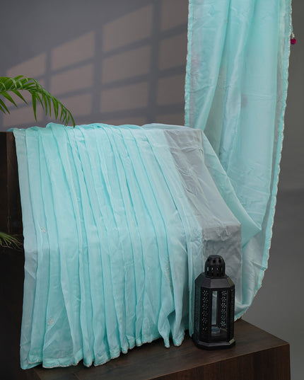 Soft Organza Silk Saree with Applique work and Kardhana Border