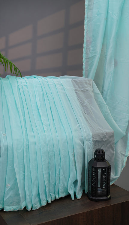 Soft Organza Silk Saree with Applique work and Kardhana Border