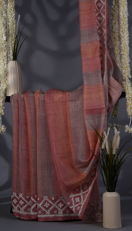 Lenin Tissue Saree with Thread Work Border- Beige