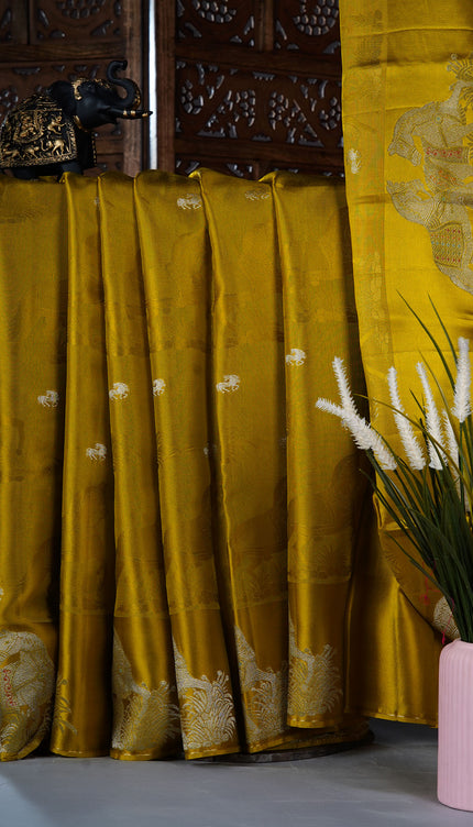 Munga Silk Saree with Satin Border - Mustared