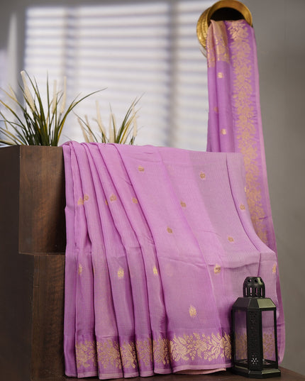 Silk Kota Allover Golden Zari Buttis - Lavender