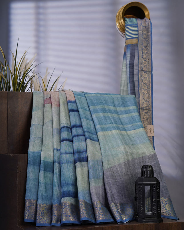 Korean Tussar  Abstract Print - Multi color