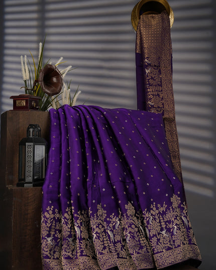Banaras Silk with Golden Border- Violet