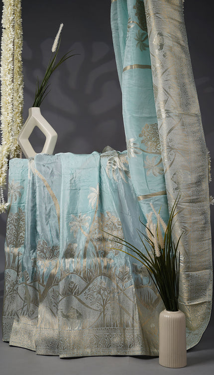 Banarasi Silk Saree with Gold Zari Weaving- Grey