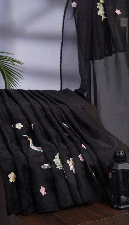 Crush Organza Silk with Embossed Work