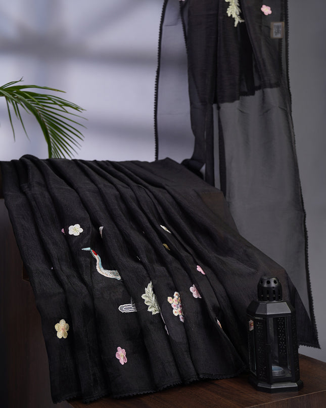 Crush Organza Silk with Embossed Work