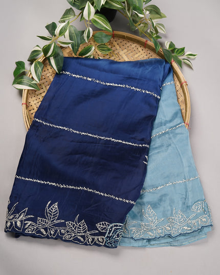 Soft Satin Organza Silk Double Shaded with Stone & Kadhana Work