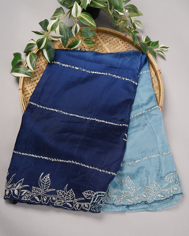 Soft Satin Organza Silk Double Shaded with Stone & Kadhana Work