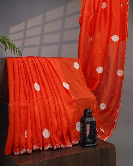 Russian Silk Zardozi Work with Scallop Border