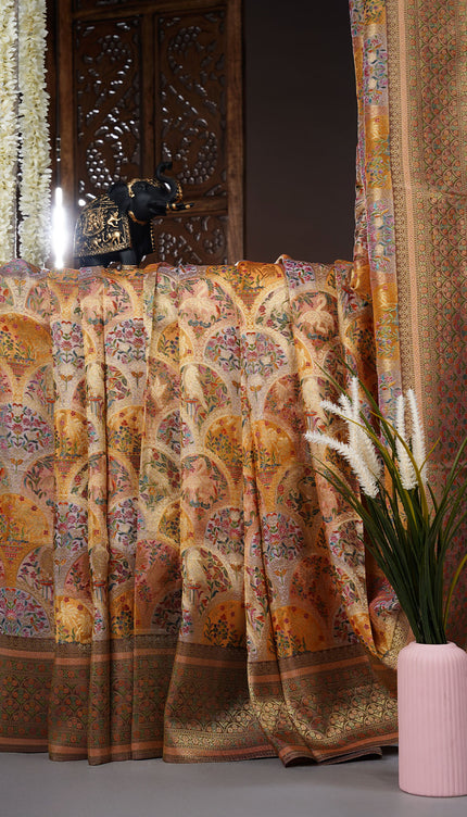 Banaras Silk saree With allover Meenakari - Peach