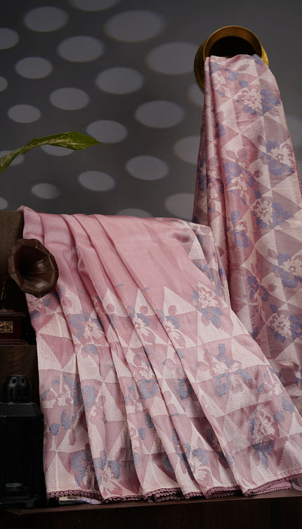 Tissue Georgette Allover Thread Embroidery Lace Border - Lite Purple