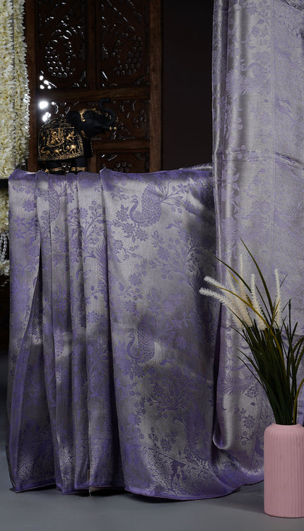 Banarasi Saree with tissue silk Zari woven work - Lavender