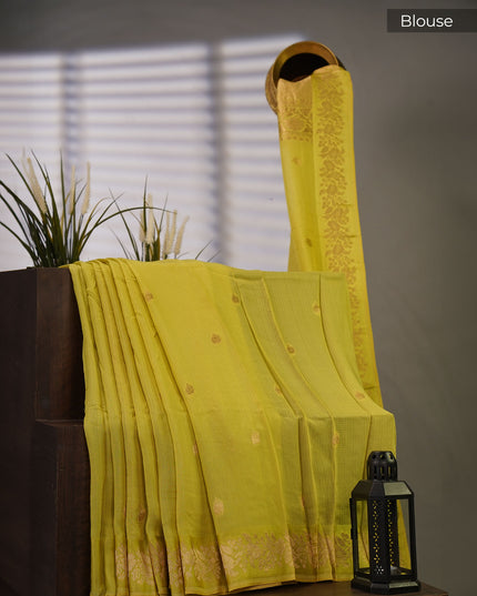 Silk Kota Allover Golden Zari Buttis - Yellow