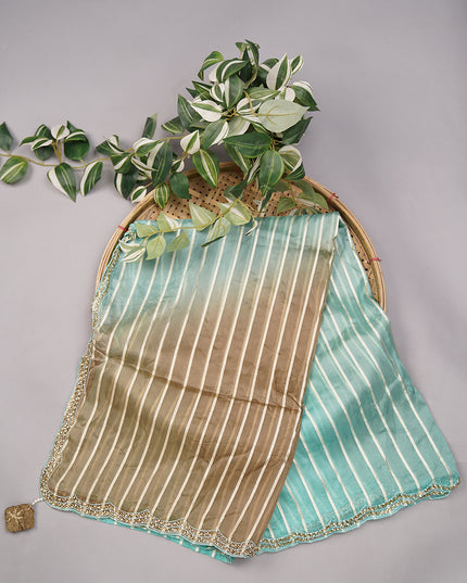 Soft Organza Silk with Zari Weaving Lines and Handwork Border