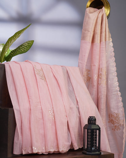 Jute Lenen with Scallop and Gota Patti Border