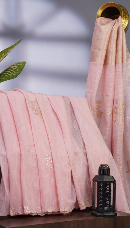 Jute Lenen with Scallop and Gota Patti Border