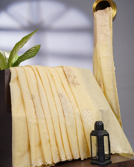 Jute Lenin with Scallop and Gota Patti Border