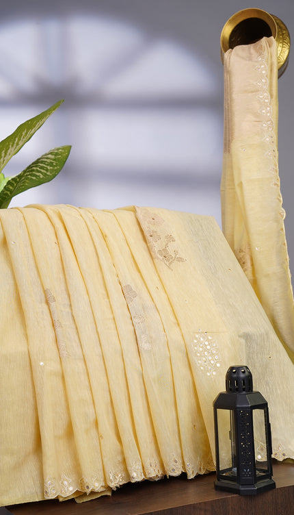 Jute Lenin with Scallop and Gota Patti Border