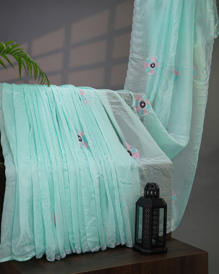 Russian Crape Saree Kardhana with Scallop Border