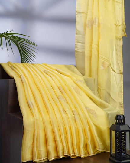 Silk Kota Allover Golden and Silver Zari Butties with Satin Border