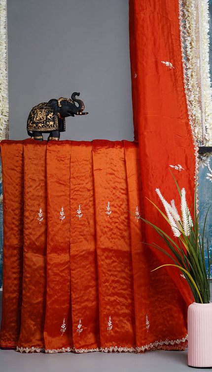 Italian Crepe with Kardana Seqence and Butties, Scallop Border and Kardana Pull Work - Rust