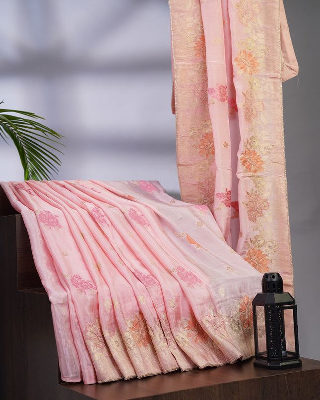 Italian Crepe with Kardana Work and Gold Zari Butties