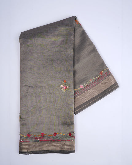 Tissue Chanderi Silk,Kanta work with Zari Border