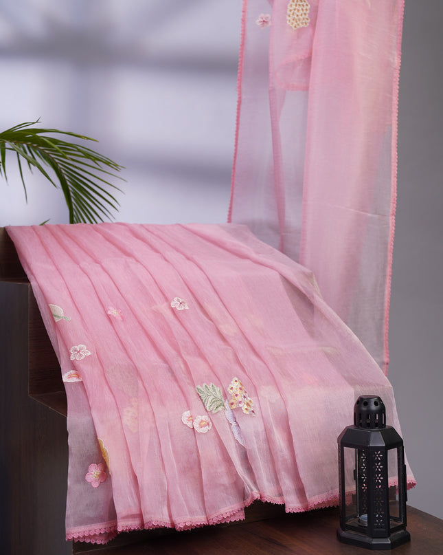 Crush Organza Silk with Embossed Work