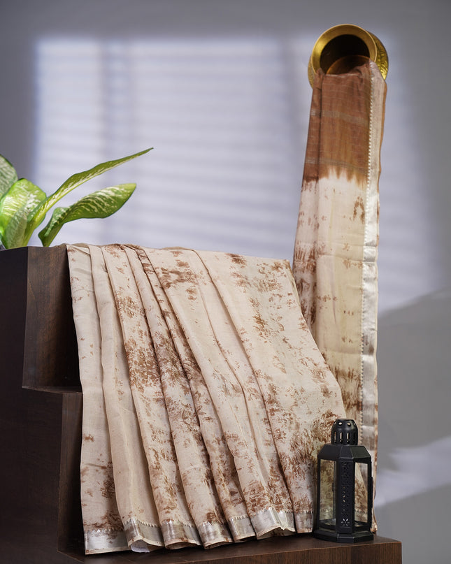 Mangalagiri Shibori Borader With Border - Tan