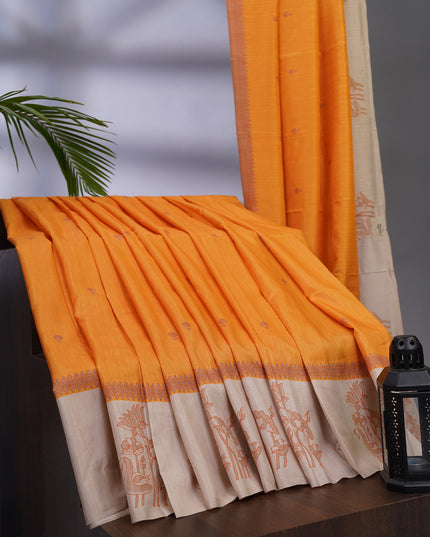 Semi Tusser Silk with Printed Contrast Border