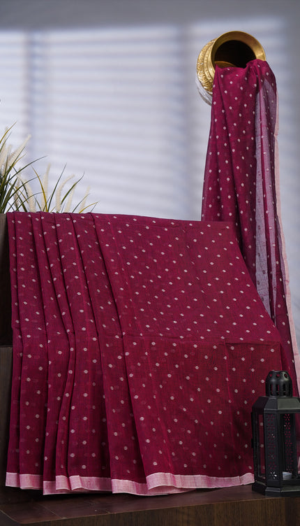 Handloom Cotton Weaving Butties - Maroon